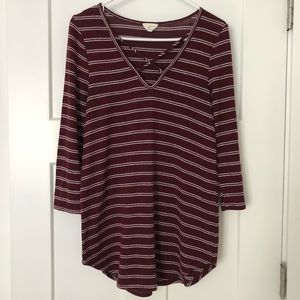 Emory Park Burgundy & White Stripe Top, Small